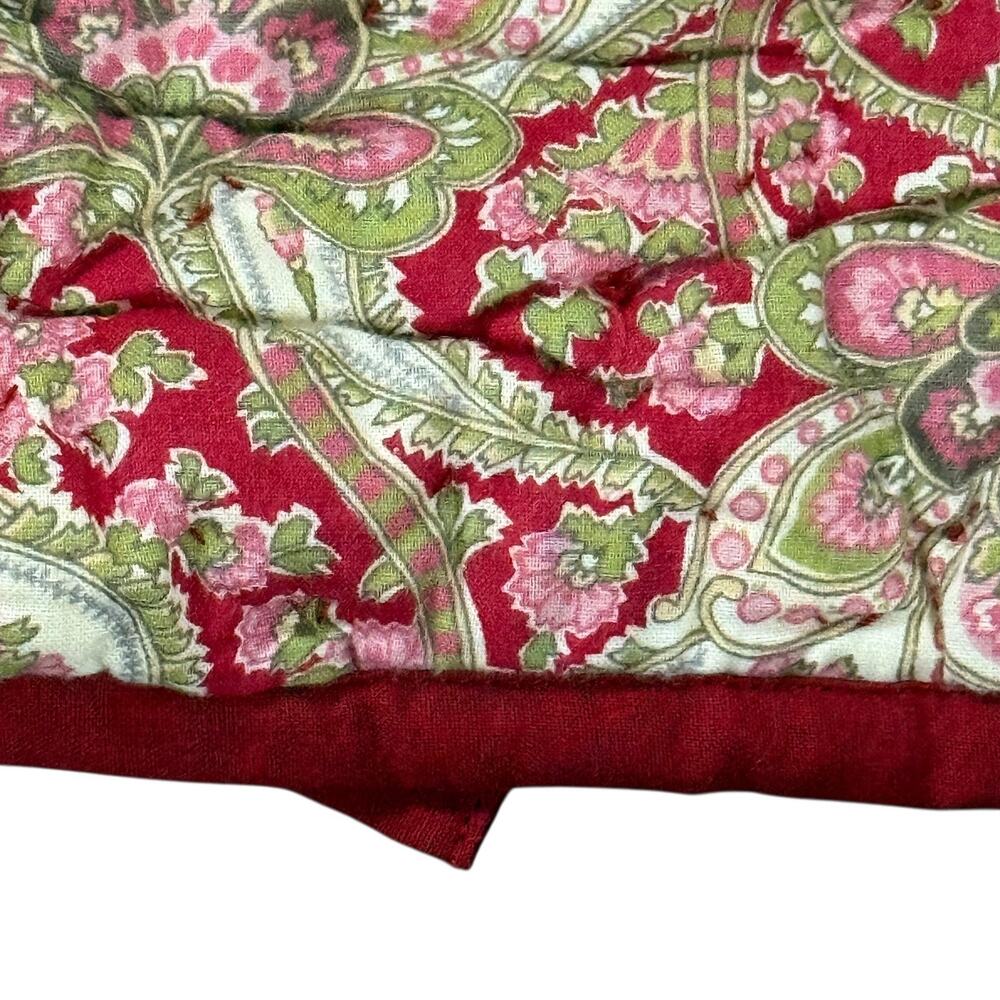 Pottery Barn 100% Cotton Red Georgia Quilted Pillow Sham Standard Size Paisley - Picture 5 of 11